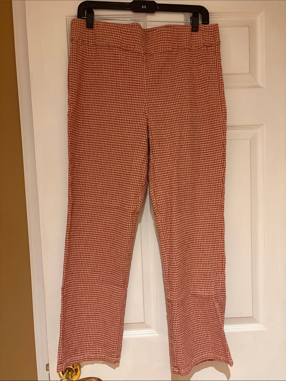 Free People Rust Check Straight-Leg Knit Pants